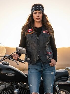 Diamond plate, genuine Leather Biker Vest with Embroidered Patches
Medium